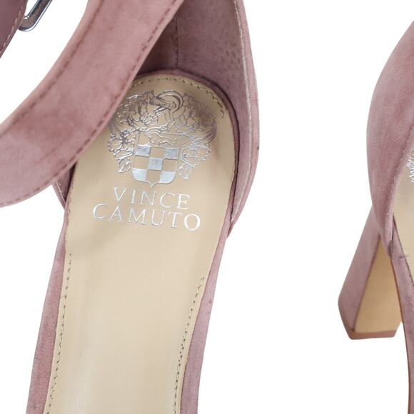 Vince Camuto Acelyn Pink Suede Block Heel Sandal Size 8 Chic Modern - Picture 5 of 10
